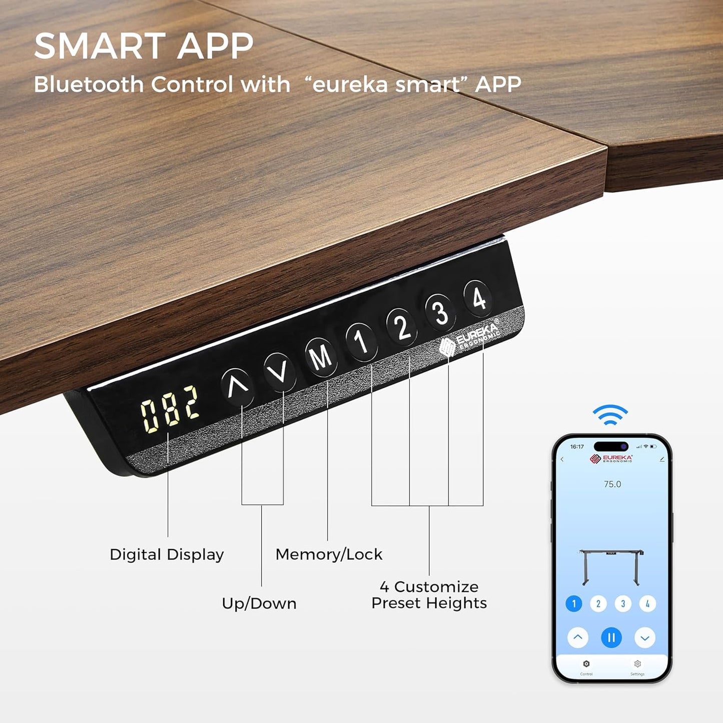 Standing Desk Electric Adjustable Height Desk, Computer Desk with Keyboard Tray 72" Gaming Desk Music Studio Desk Sit Stand up Desk LED Convertible Shelf,Dual Motor,Slot Design,Walnut